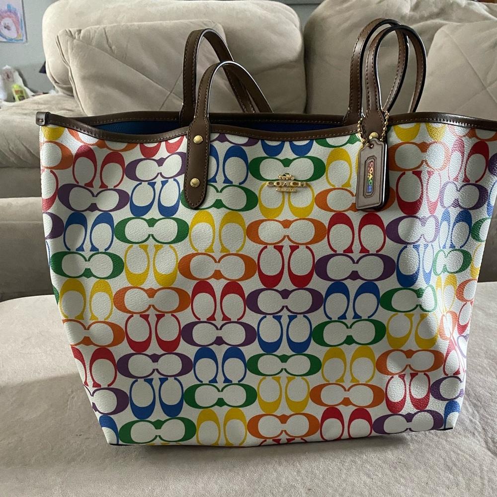 coach pride tote bag rainbow multicolor